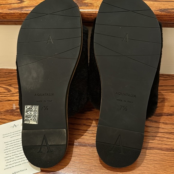 Aquatalia leather/sheerling slippers;slides. Luxury brand Made In Italy 7.5 NWT - Picture 5 of 11